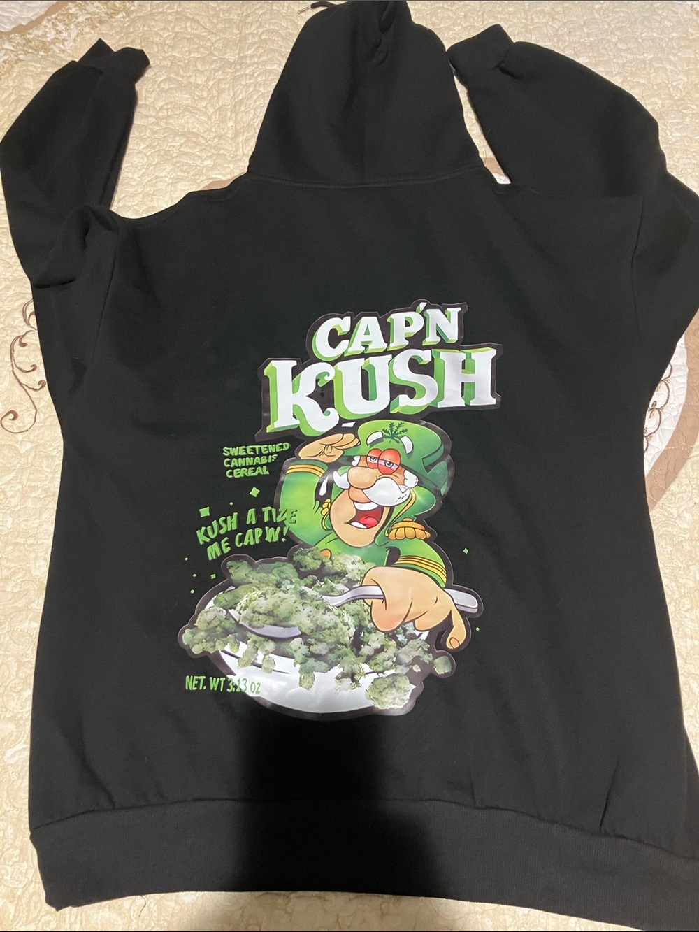 Cap'n Kush Graphic Hoodie - Black with Green Print